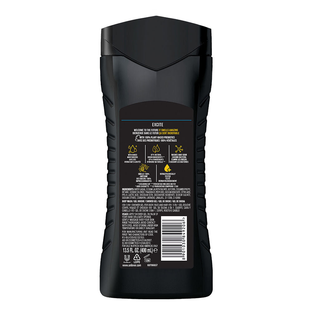 Axe Excite 3 In 1 Body, Face & Hair Wash For Men, 400ml Buy at Indicrest Image 3