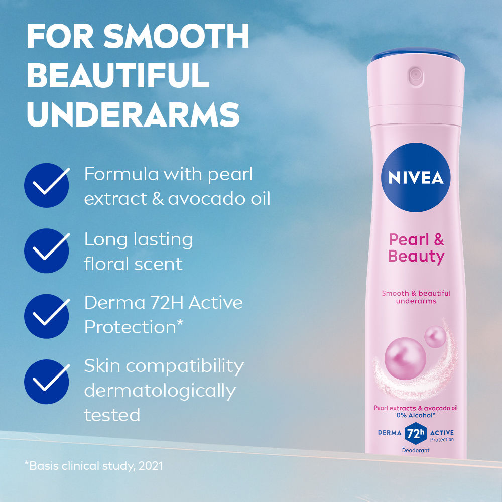 Nivea Deo Pearl & Beauty Extracts & 0% Alcohol, For Smooth Underarms, 48H Freshness and Odour Protection, 150ml Buy at Indicrest Image 5