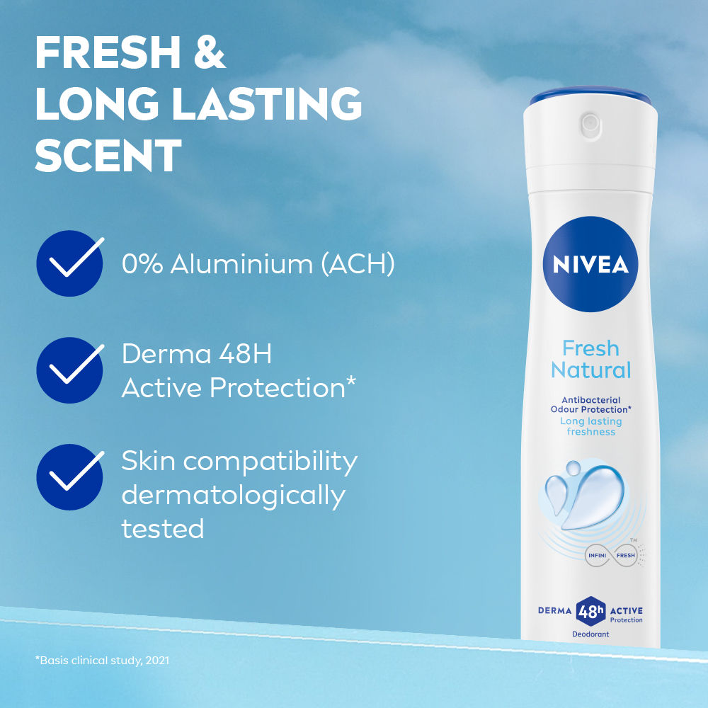 Nivea Women Deodorant, Fresh Natural, Long Lasting Freshness & 48h Protection, 150ml Buy at Indicrest Image 3