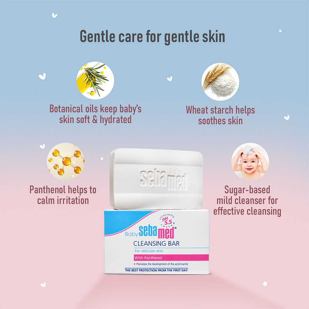 Sebamed Baby Cleansing Bar, PH 5.5, With Panthenol, No Tears & Soap Free Bar, For Delicate Skin, 100g Buy at Indicrest Image 2
