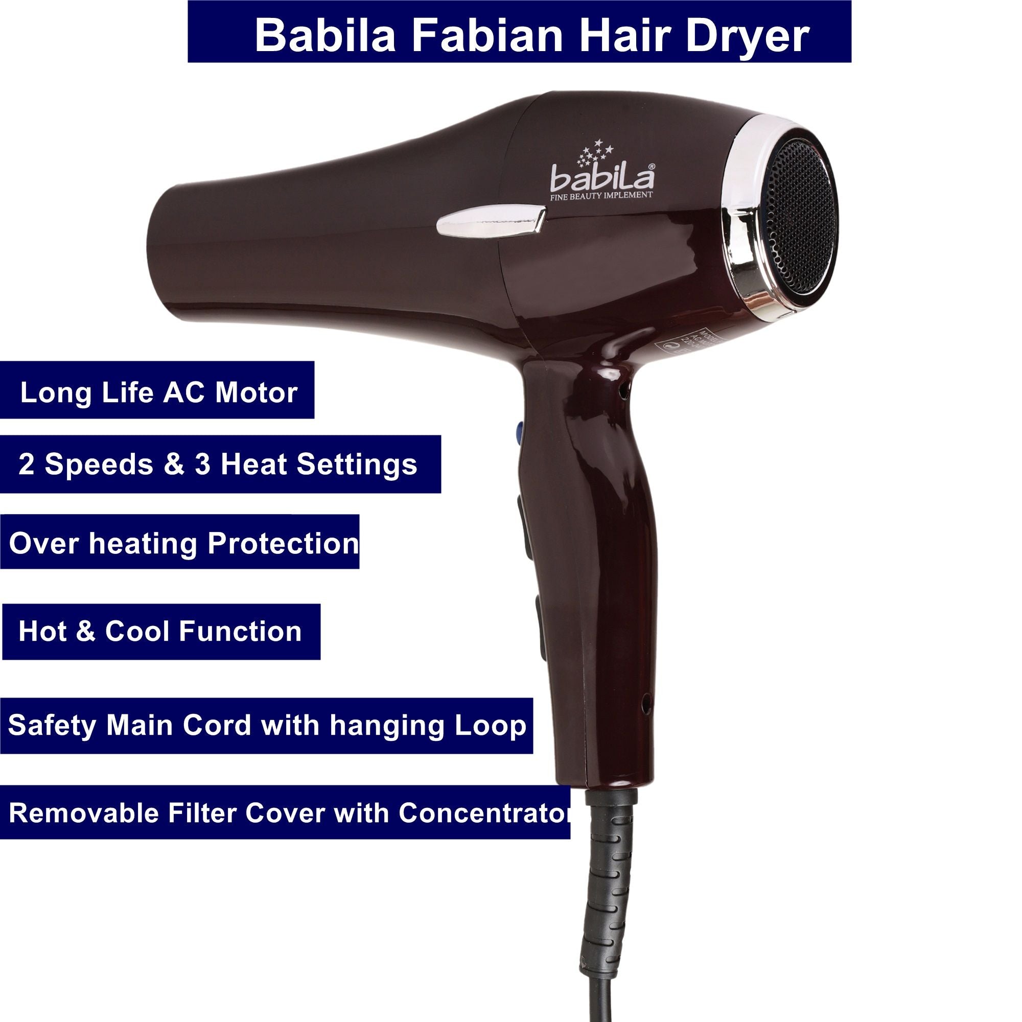 Babila Fabian Hair Dryer, 1 piece Buy at Indicrest Image 3