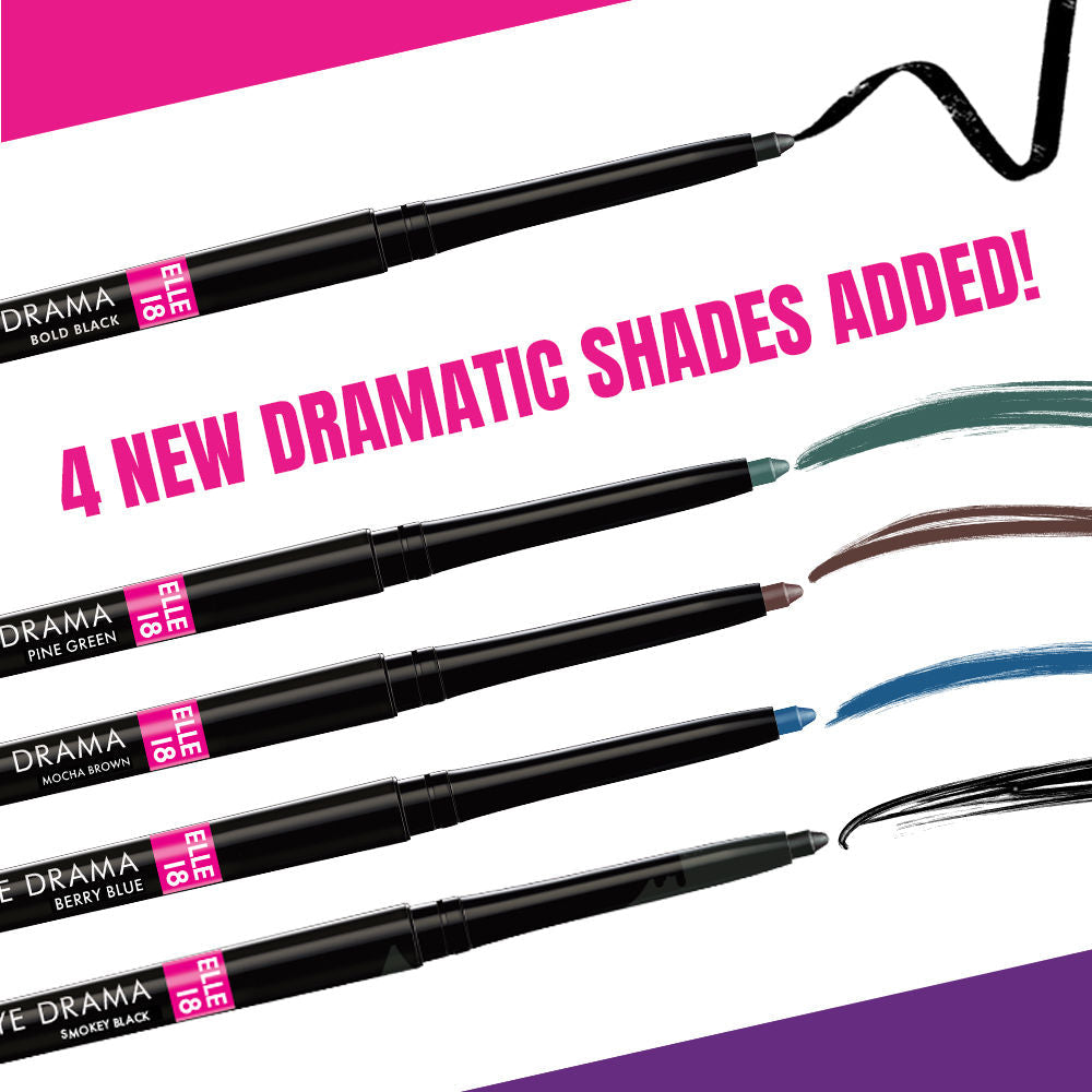 Elle 18 Eye Drama Kajal With 20Hrs Long Stay, Smudgeproof, Waterproof - Bold Black, 0.35g Buy at Indicrest Image 7