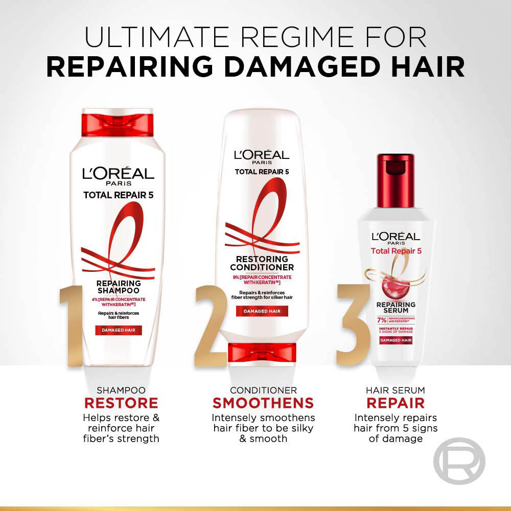 L'Oreal Paris Total Repair 5 Restoring Conditioner With Keratin XS For Damaged Hair, 175ml Buy at Indicrest Image 8