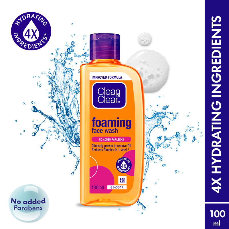 Clean & Clear Foaming Face Wash - Hydrating Cleanser for Oily Skin & Reduces Acne In 7 Days, 100ml Buy at Indicrest