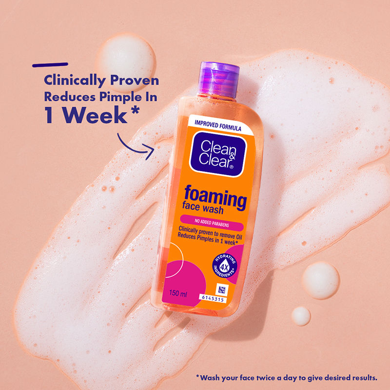 Clean & Clear Foaming Face Wash - Hydrating Cleanser for Oily Skin & Reduces Acne In 7 Days, 150ml Buy at Indicrest Image 3