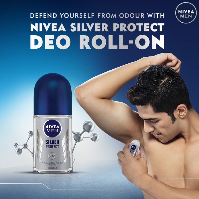 Nivea Men Deodorant Roll On - Silver Protect - Antibacterial Odour Protection For 72H Freshness, 50ml Buy at Indicrest Image 4