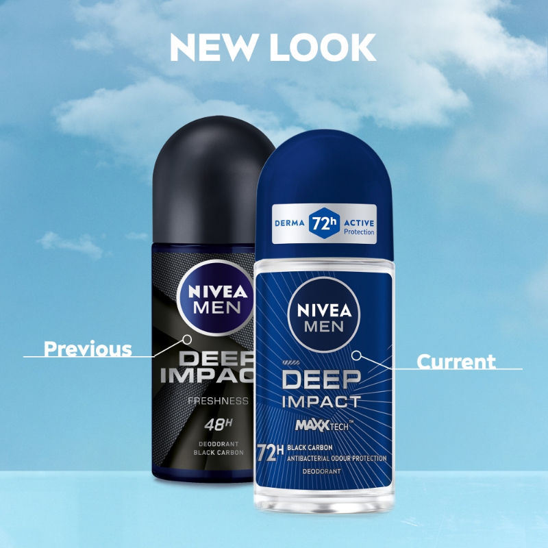 Nivea Men Deodorant Roll On Deep Impact Maxx Tech Freshness Black Carbon 72H Anti Perspirant Freshness, 50ml Buy at Indicrest Image 3