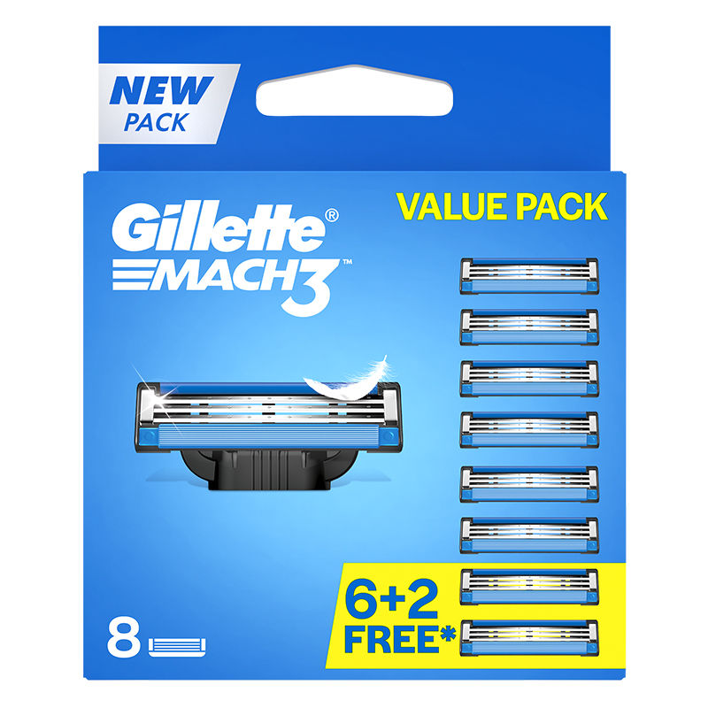 Gillette Mach3 Shaving Blades for men pack of 8 - 6+2 free, 8 Pack Buy at Indicrest