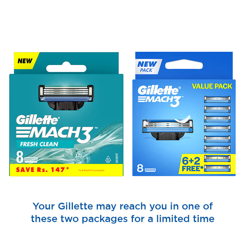 Gillette Mach3 Shaving Blades for men pack of 8 - 6+2 free, 8 Pack Buy at Indicrest Image 3