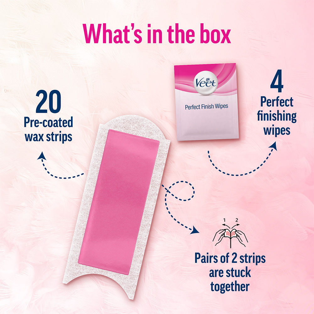 Veet Professional Waxing Strips Kit For Normal Skin, 20 Wax Strips Buy at Indicrest Image 9
